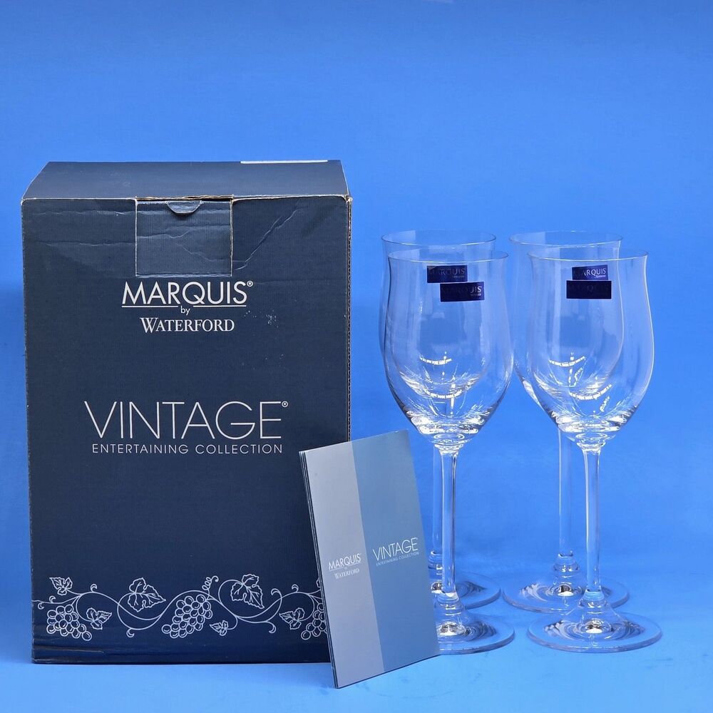 Waterford Marquis Vintage 8.5" White Wine Glasses Stemware Set Of 4